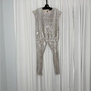 Silver Sequin jogger set.